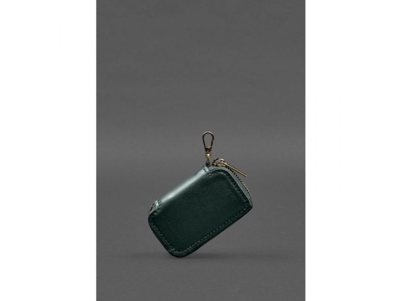 Кожаный чехол для автомобильного ключа зеленый краст, фото 1