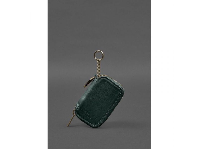 Кожаный чехол для автомобильного ключа зеленый краст, фото 3