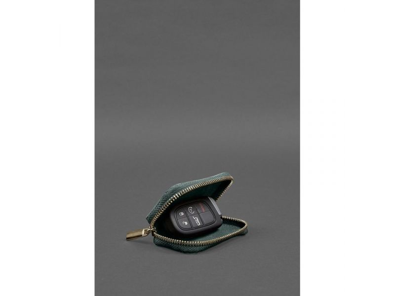 Кожаный чехол для автомобильного ключа зеленый краст, фото 2