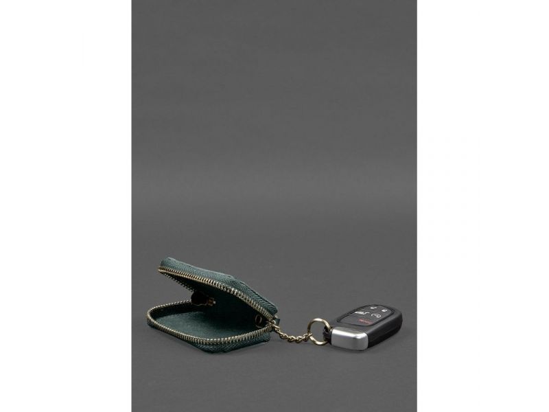 Кожаный чехол для автомобильного ключа зеленый краст, фото 5