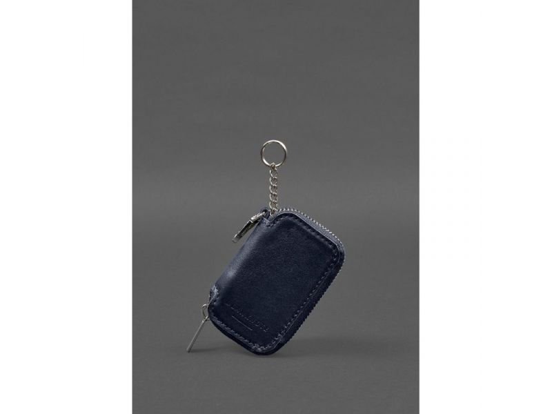 Кожаный чехол для автомобильного ключа синий краст, фото 3