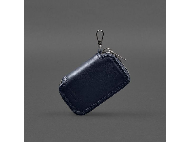 Кожаный чехол для автомобильного ключа синий краст, фото 6