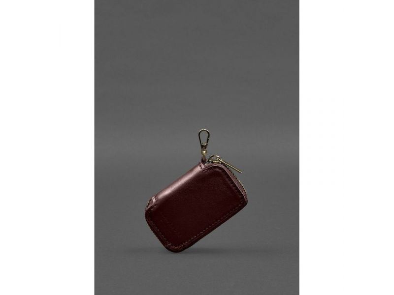 Кожаный чехол для автомобильного ключа бордовый краст, фото 1