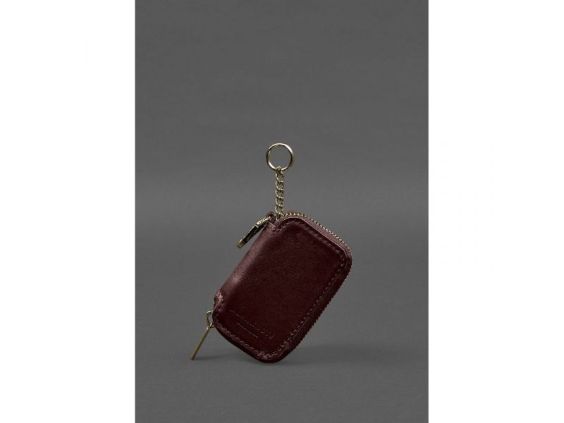 Кожаный чехол для автомобильного ключа бордовый краст, фото 3