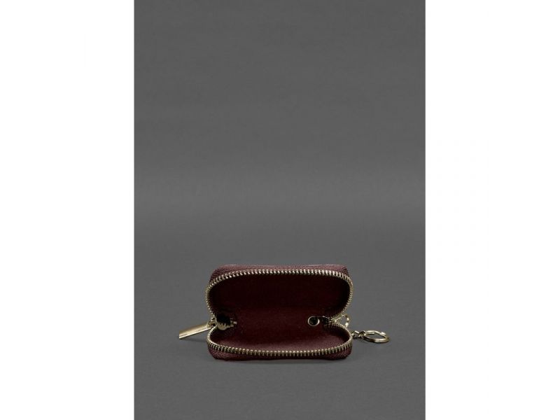 Кожаный чехол для автомобильного ключа бордовый краст, фото 4