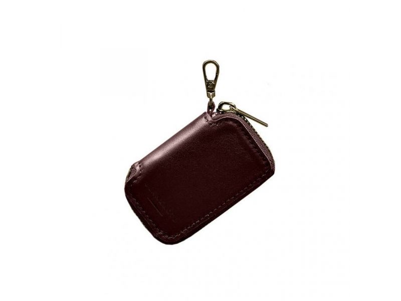 Кожаный чехол для автомобильного ключа бордовый краст, фото 7