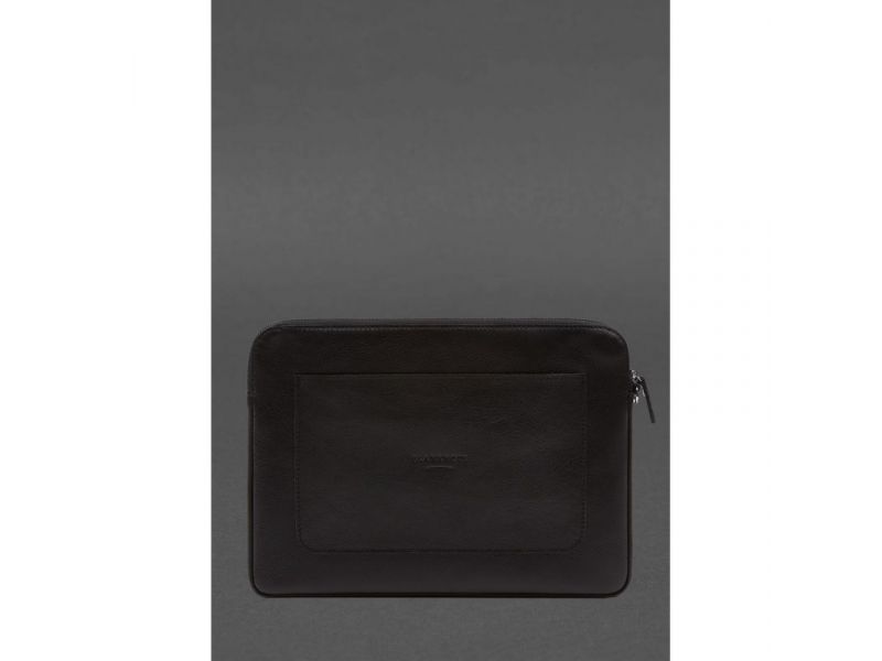 Кожаный чехол для ноутбука на молнии с карманом и петлей на руку Черный, фото 3