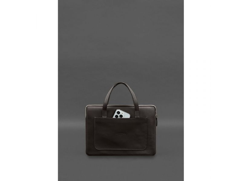 Кожаный чехол с ручками для ноутбука 13 дюйм Темно-коричневый, фото 3