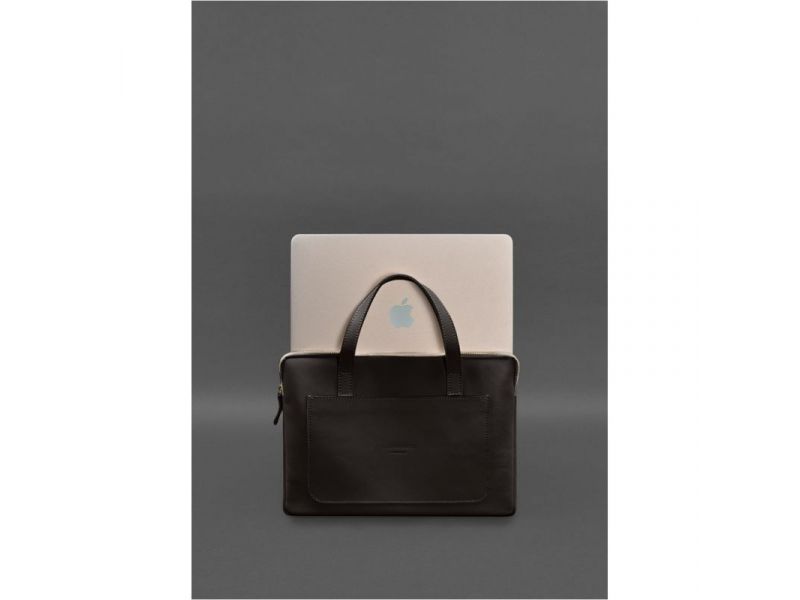 Кожаный чехол с ручками для ноутбука 13 дюйм Темно-коричневый, фото 4