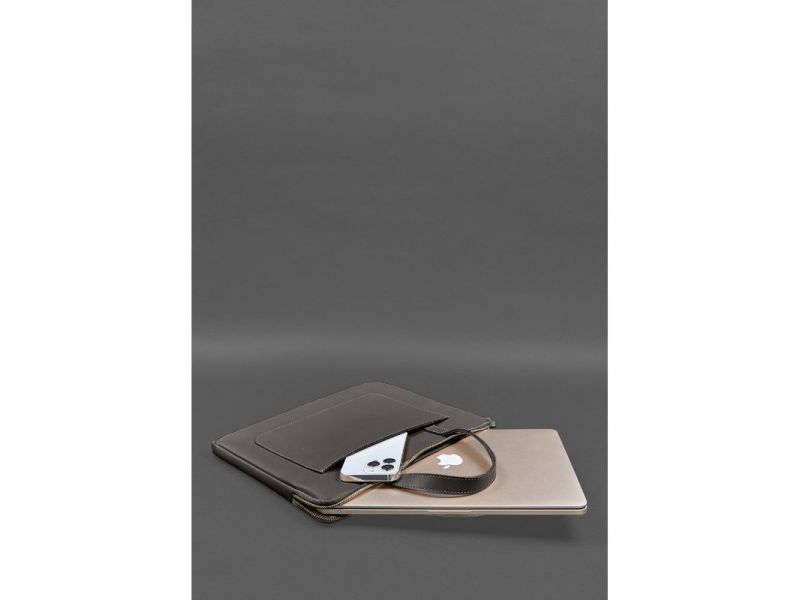 Кожаный чехол с ручками для ноутбука 13 дюйм Темно-коричневый, фото 6