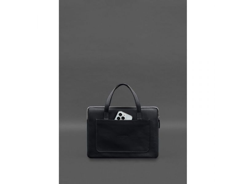 Кожаный чехол с ручками для ноутбука 13 дюйм Черный, фото 3