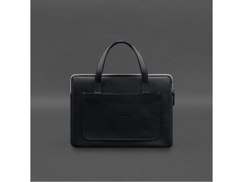 Кожаный чехол с ручками для ноутбука 13 дюйм Черный, фото 7