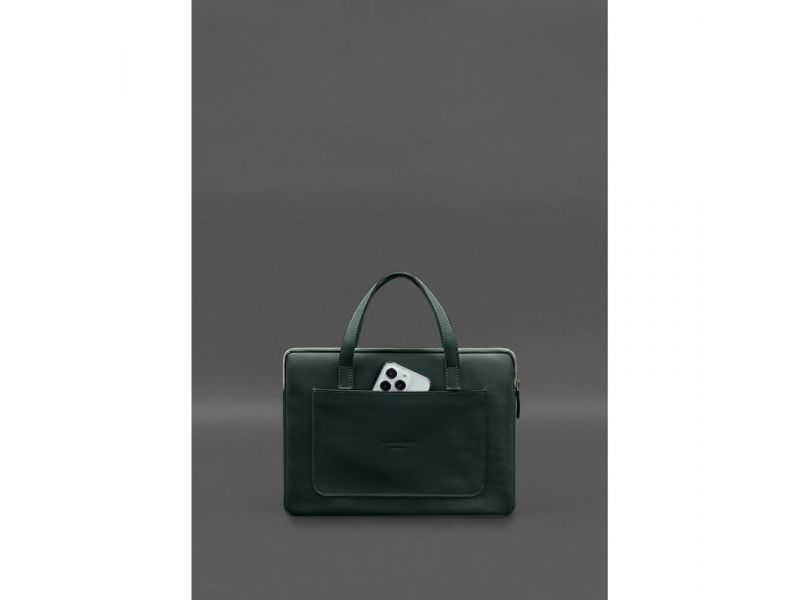 Кожаный чехол с ручками для ноутбука 13 дюйм Зеленый, фото 3