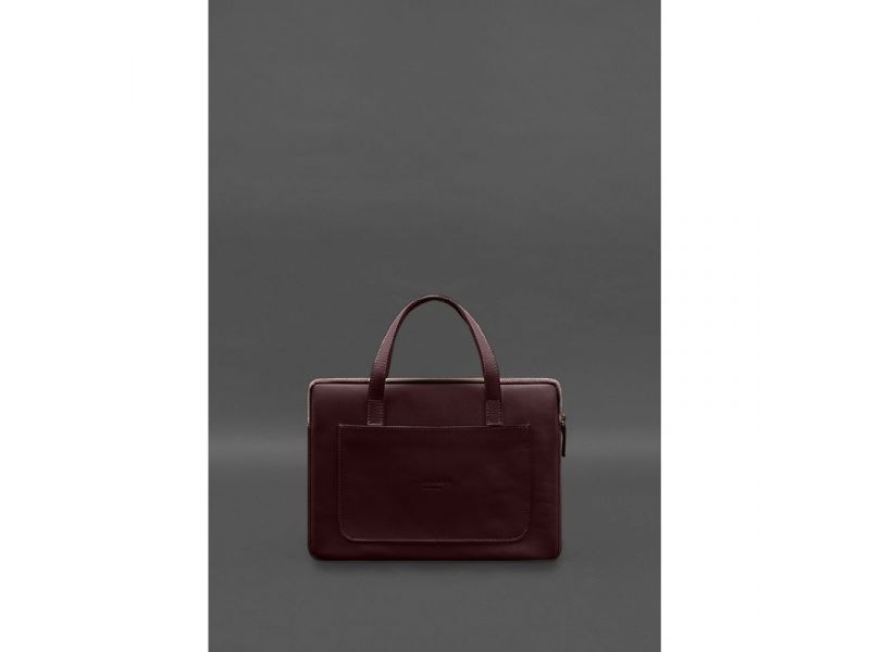 Кожаный чехол с ручками для ноутбука 13 дюйм Бордовый, фото 1