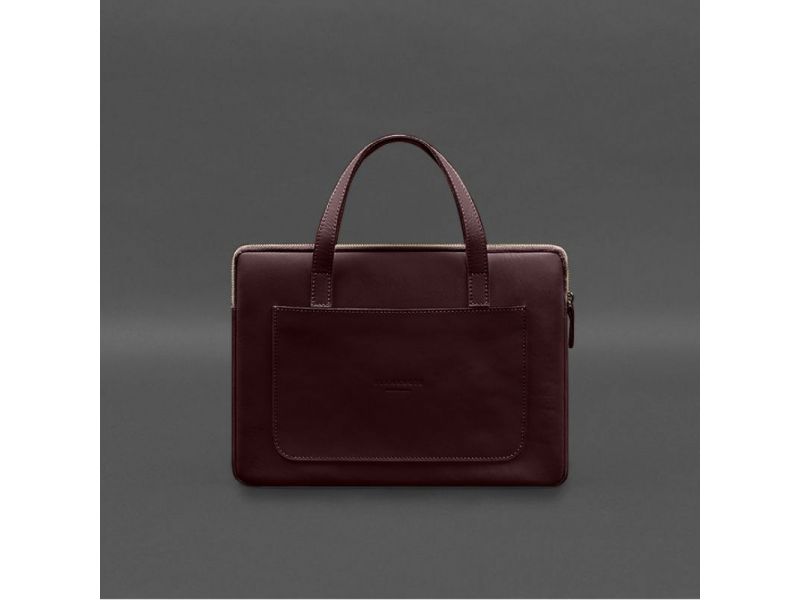 Кожаный чехол с ручками для ноутбука 13 дюйм Бордовый, фото 7