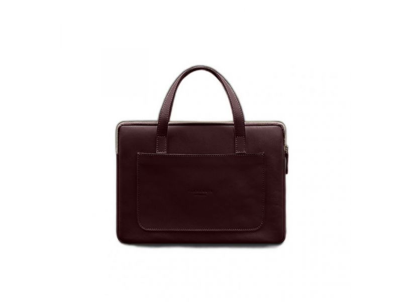 Кожаный чехол с ручками для ноутбука 13 дюйм Бордовый, фото 8