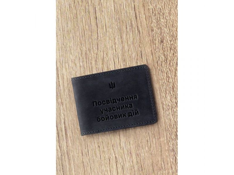 Кожаная обложка для удостоверения участника боевых действий (УБД) 2.2 синий Crazy Horse, фото 1