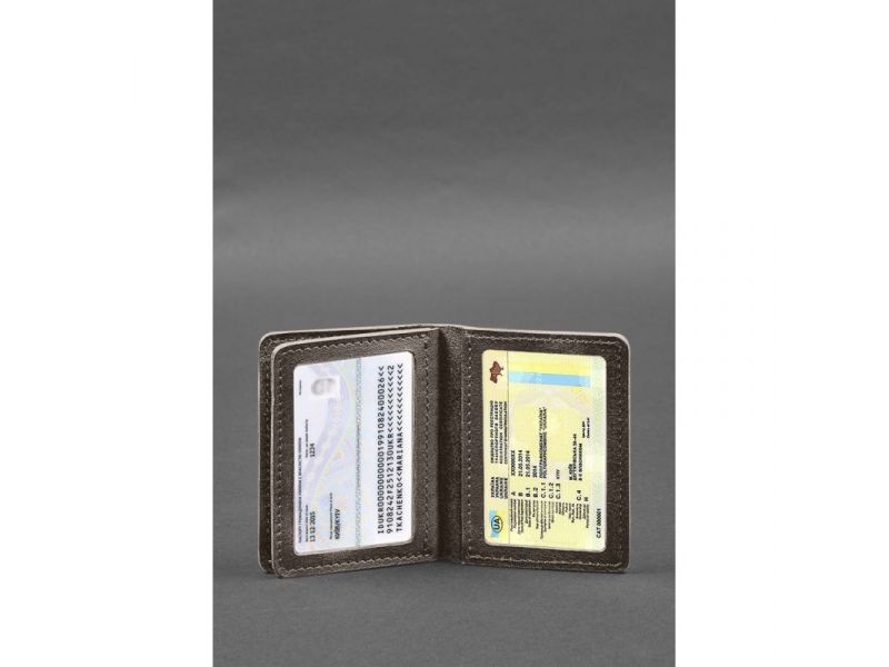 Кожаная обложка для водительского удостоверения, ID и пластиковых карт 2.0 темно-бежевый, фото 6