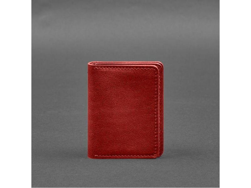 Кожаная обложка для водительского удостоверения, ID и пластиковых карт 2.0 красный, фото 8