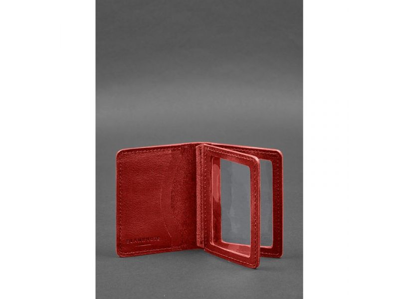 Кожаная обложка для водительского удостоверения, ID и пластиковых карт 2.0 красный, фото 2