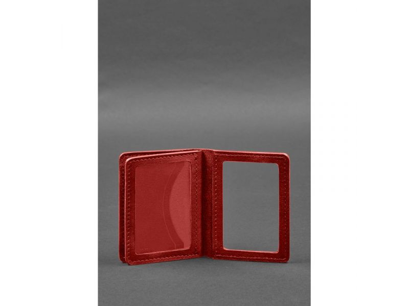 Кожаная обложка для водительского удостоверения, ID и пластиковых карт 2.0 красный, фото 3