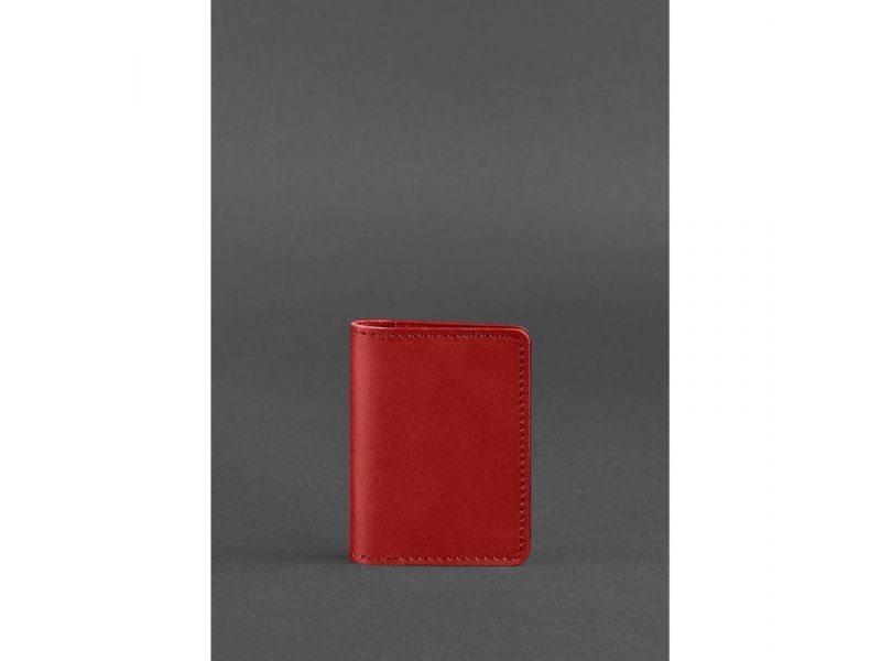 Женский кожаный кард-кейс (визитница) 6.0 красный, фото 1