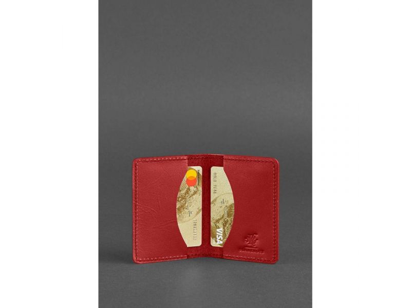 Женский кожаный кард-кейс (визитница) 6.0 красный, фото 2