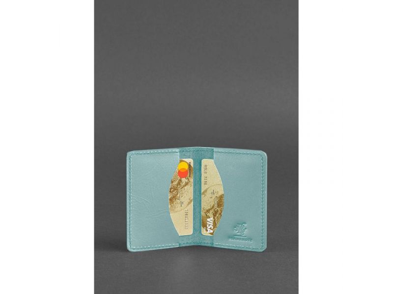 Женский кожаный кард-кейс (визитница) 6.0 бирюзовый, фото 2