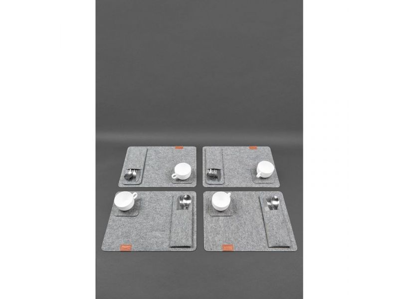 Фетровый набор для сервировки стола на 4 персоны светло-коричневый, фото 3