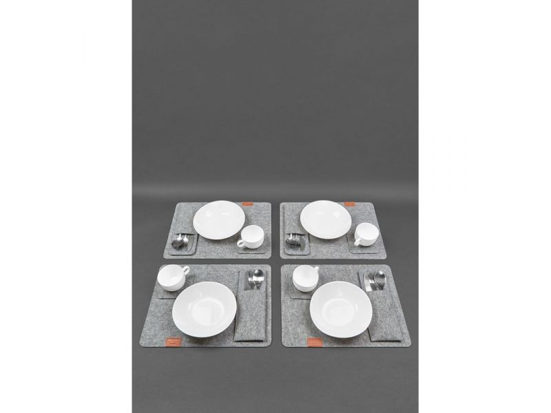 Фетровый набор для сервировки стола на 4 персоны светло-коричневый, фото 1