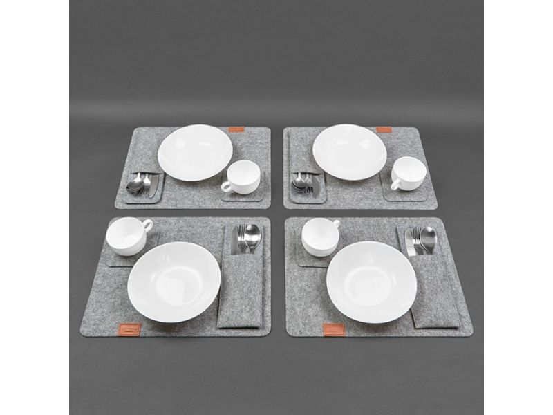 Фетровый набор для сервировки стола на 4 персоны светло-коричневый, фото 4