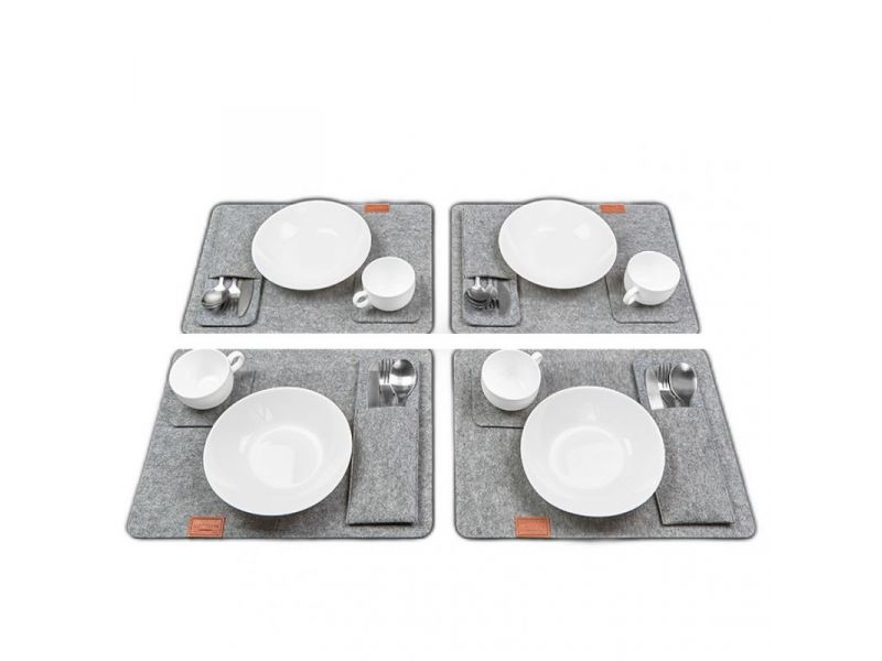 Фетровый набор для сервировки стола на 4 персоны светло-коричневый, фото 5