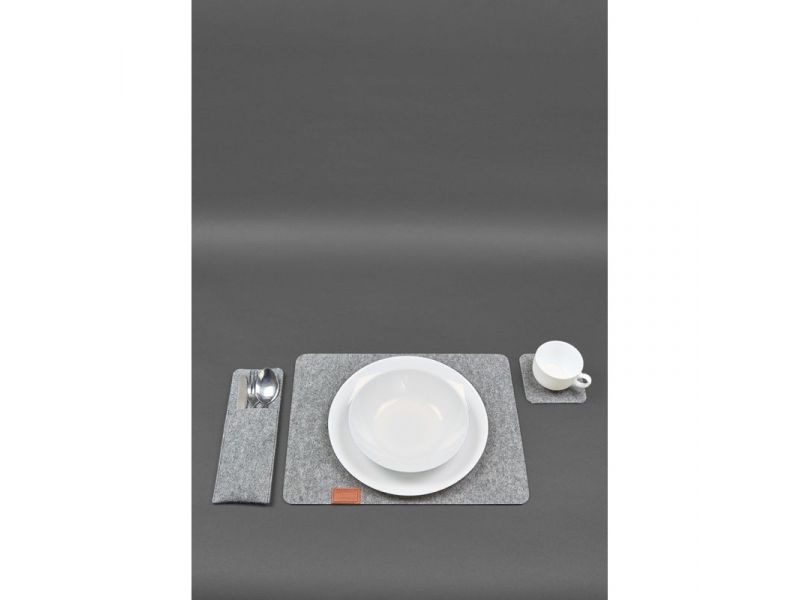 Фетровый набор для сервировки стола на 1 персону светло-коричневый, фото 3