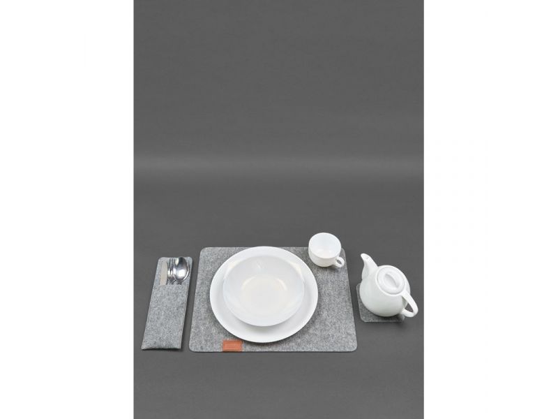 Фетровый набор для сервировки стола на 1 персону светло-коричневый, фото 1