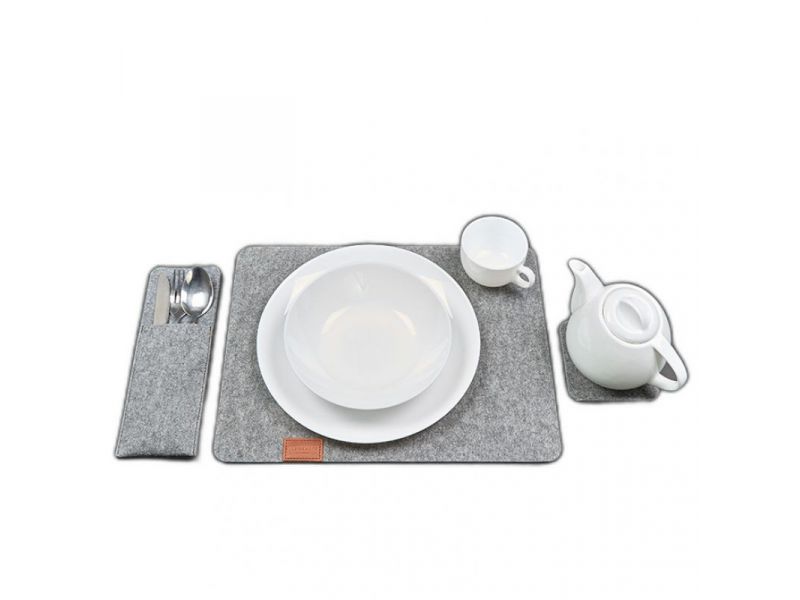 Фетровый набор для сервировки стола на 1 персону светло-коричневый, фото 5