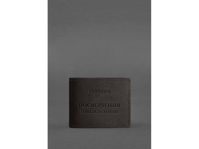 Кожаная обложка для удостоверения инвалида войны темно-коричневая, фото 1