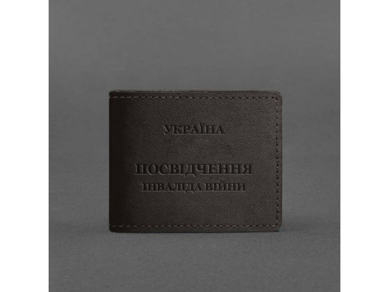 Кожаная обложка для удостоверения инвалида войны темно-коричневая, фото 4