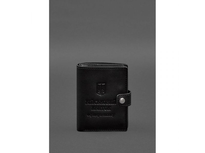 Кожаная обложка-портмоне для военного билета офицера запаса (узкий документ) Черная, фото 1