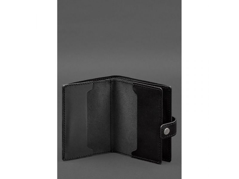 Кожаная обложка-портмоне для военного билета офицера запаса (узкий документ) Черная, фото 2