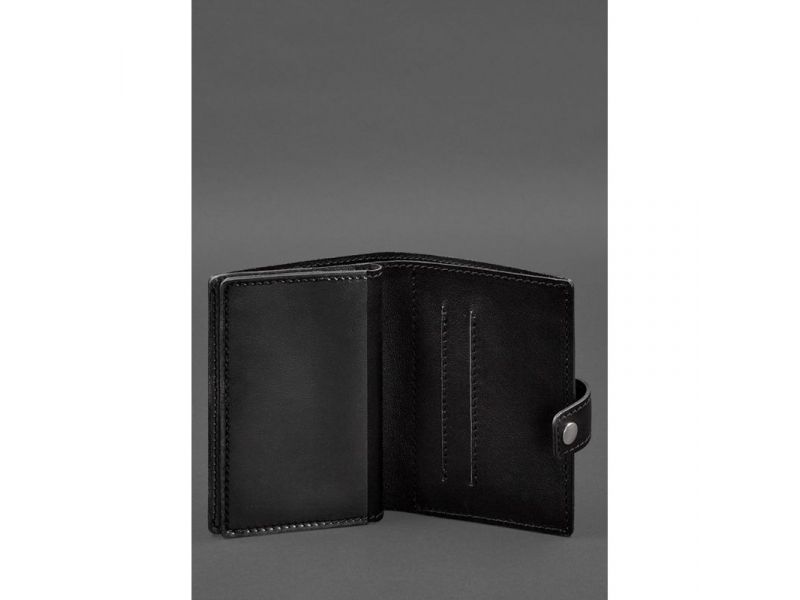 Кожаная обложка-портмоне для военного билета офицера запаса (узкий документ) Черная, фото 5