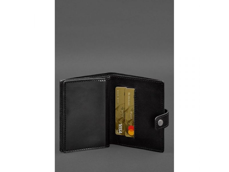 Кожаная обложка-портмоне для военного билета офицера запаса (узкий документ) Черная, фото 6