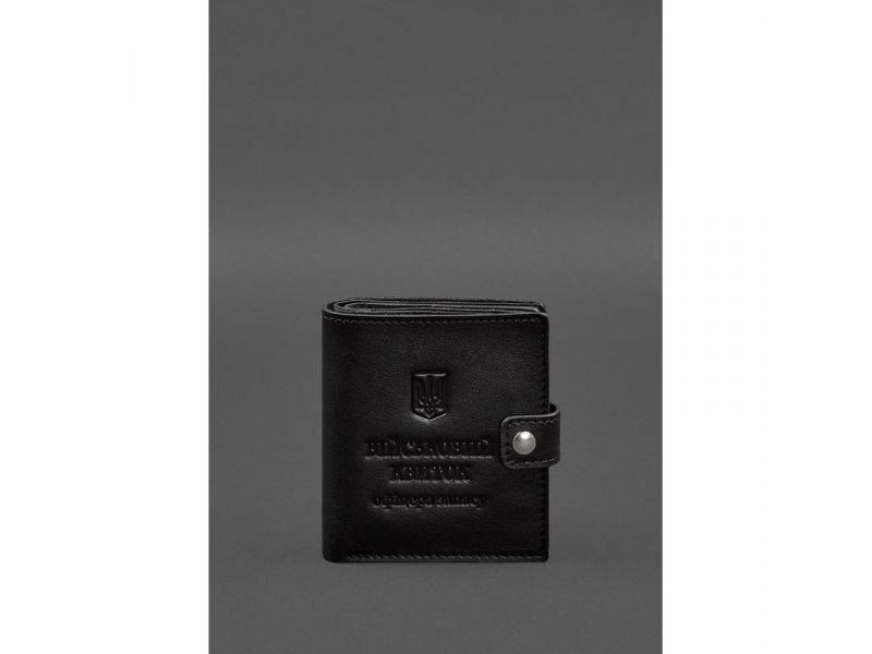 Кожаная обложка-портмоне для военного билета офицера запаса (широкий документ) Черная, фото 1