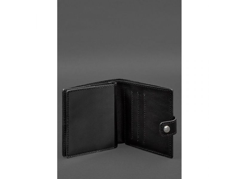 Кожаная обложка-портмоне для военного билета офицера запаса (широкий документ) Черная, фото 5