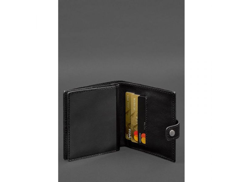 Кожаная обложка-портмоне для военного билета офицера запаса (широкий документ) Черная, фото 6