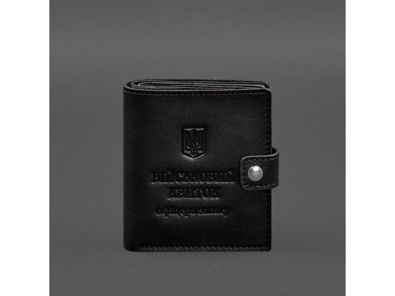 Кожаная обложка-портмоне для военного билета офицера запаса (широкий документ) Черная, фото 8