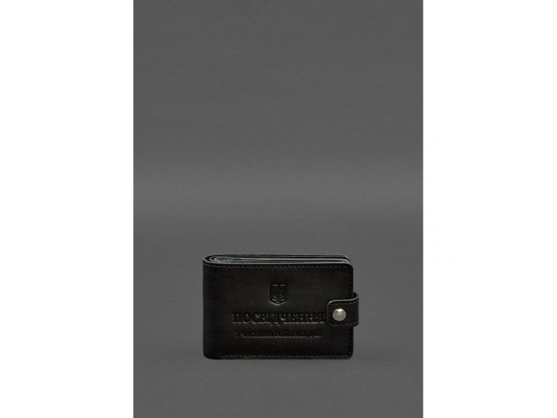 Кожаная обложка-портмоне для удостоверения участника боевых действий (УБД) Черная, фото 1