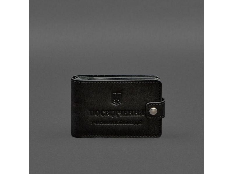 Кожаная обложка-портмоне для удостоверения участника боевых действий (УБД) Черная, фото 6