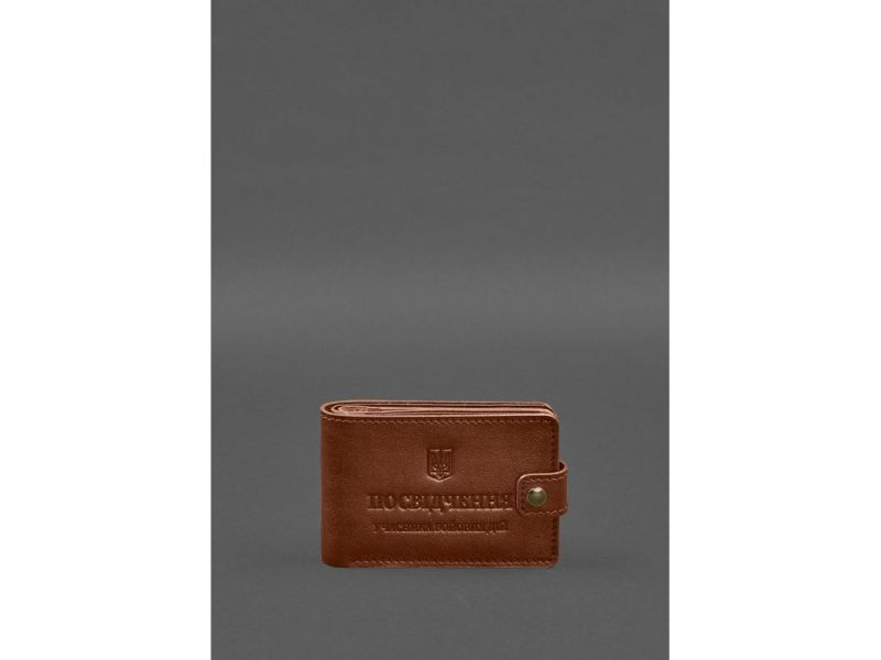 Кожаная обложка-портмоне для удостоверения участника боевых действий (УБД) Светло-коричневая, фото 3