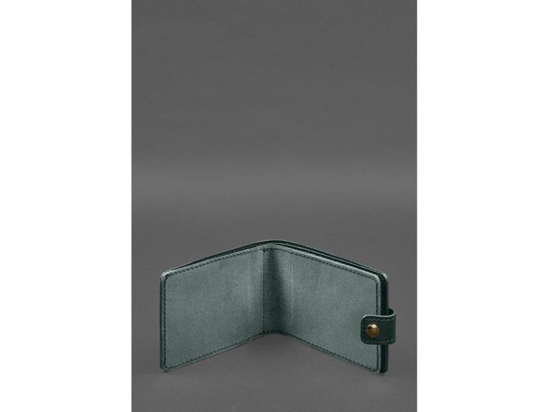 Кожаная обложка-портмоне для удостоверения участника боевых действий (УБД) Зеленая, фото 2