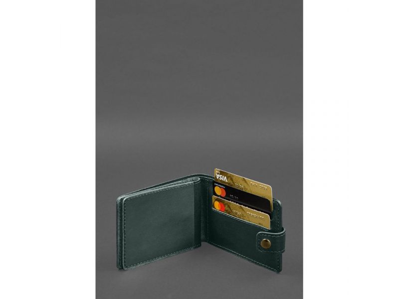 Кожаная обложка-портмоне для удостоверения участника боевых действий (УБД) Зеленая, фото 4